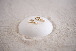 Pearl Huggie Earrings - Simply Sunflowers