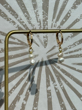 Pearl Huggie Earrings - Simply Sunflowers