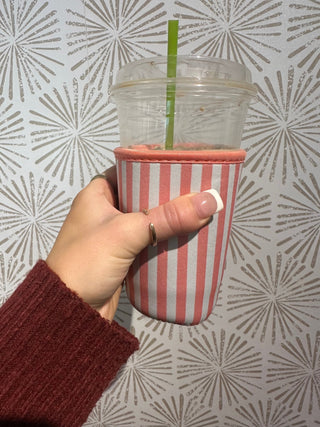 Pink Stripes Koozie - Simply Sunflowers