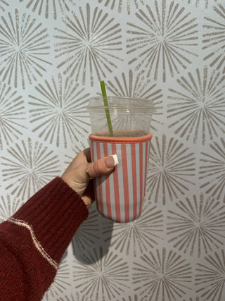 Pink Stripes Koozie - Simply Sunflowers