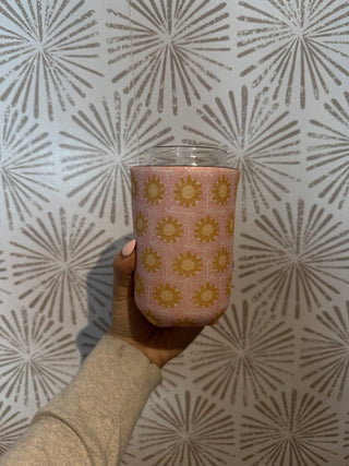 Pink Sunshine Iced Coffee Sleeve - Simply Sunflowers