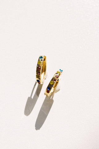 Pixie Colorful Crystal Hoop Earrings - Simply Sunflowers