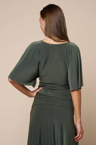 Plunging Bell Short Sleeve Fitted Top - Simply Sunflowers