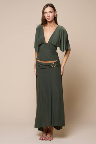 Plunging Bell Short Sleeve Fitted Top - Simply Sunflowers