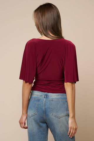 Plunging Bell Short Sleeve Fitted Top - Simply Sunflowers