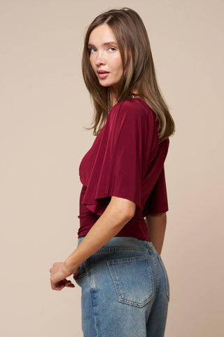 Plunging Bell Short Sleeve Fitted Top - Simply Sunflowers