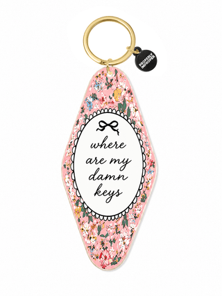 Printed Keychain Where Are My Damn Keys Floral - Simply Sunflowers