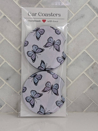 Purple Butterfly Car Coasters - Simply Sunflowers