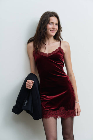 Red Wine Velvet Dress - Simply Sunflowers