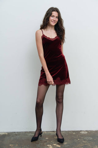 Red Wine Velvet Dress - Simply Sunflowers