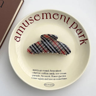Retro Swirl & Plaid Patterned Acetate Hair Claw Clip - Simply Sunflowers