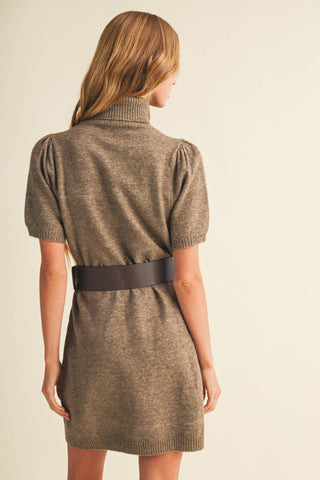 Ribbed Turtleneck Heathered Knit Dress - Simply Sunflowers