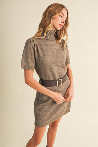 Ribbed Turtleneck Heathered Knit Dress - Simply Sunflowers