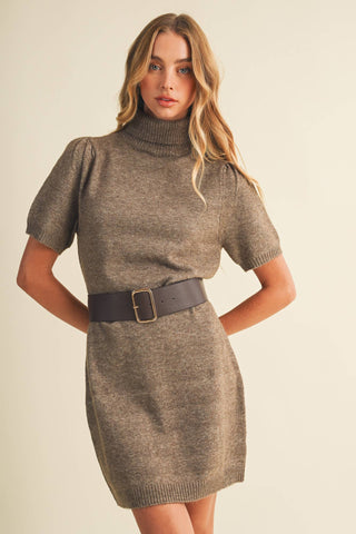 Ribbed Turtleneck Heathered Knit Dress - Simply Sunflowers