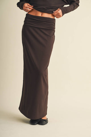 Ruched Waistband Jersey Knit Skirt - Simply Sunflowers