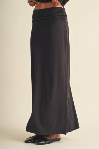 Ruched Waistband Jersey Knit Skirt - Simply Sunflowers