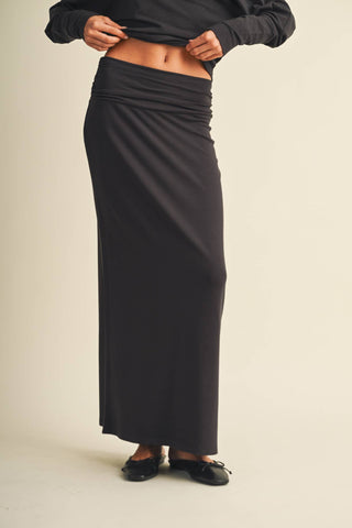 Ruched Waistband Jersey Knit Skirt - Simply Sunflowers