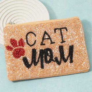Seed Beaded Cat Mom Coin Purse - Simply Sunflowers