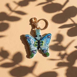 Sequin Butterfly Beaded Charm Keychain - Simply Sunflowers