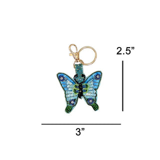 Sequin Butterfly Beaded Charm Keychain - Simply Sunflowers