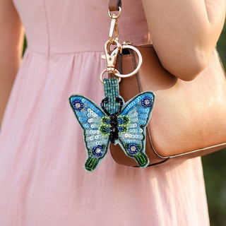 Sequin Butterfly Beaded Charm Keychain - Simply Sunflowers