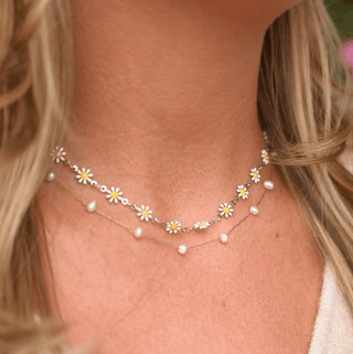 Silver Camille Pearl Necklace - Simply Sunflowers