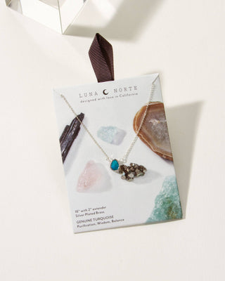 Silver Delicate Gemstone Necklace - Turquoise - Simply Sunflowers
