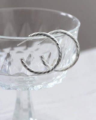 Silver Twisted Hoops - Simply Sunflowers