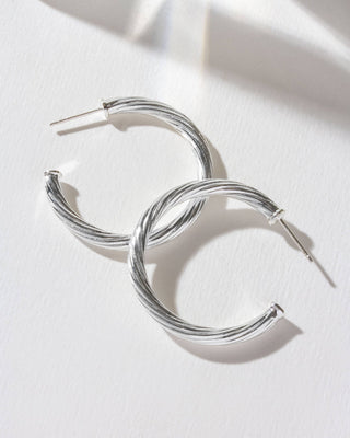 Silver Twisted Hoops - Simply Sunflowers