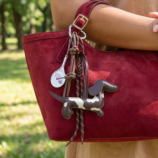 Spotted Dachshund Dog Rope Tassel Bag Charm - Simply Sunflowers