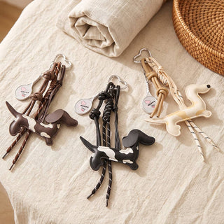 Spotted Dachshund Dog Rope Tassel Bag Charm - Simply Sunflowers