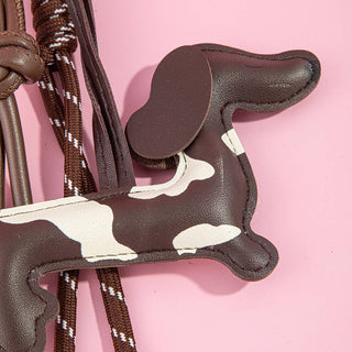 Spotted Dachshund Dog Rope Tassel Bag Charm - Simply Sunflowers