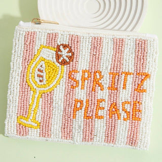 Spritz Please Striped Seed Beaded Coin Purse - Simply Sunflowers
