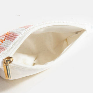 Spritz Please Striped Seed Beaded Coin Purse - Simply Sunflowers