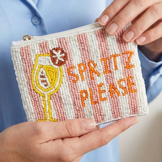 Spritz Please Striped Seed Beaded Coin Purse - Simply Sunflowers
