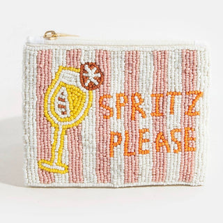 Spritz Please Striped Seed Beaded Coin Purse - Simply Sunflowers