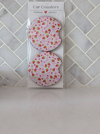 Strawberry Car Coasters - Simply Sunflowers