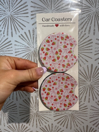 Strawberry Car Coasters - Simply Sunflowers