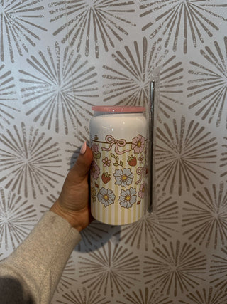 Striped Floral To Go Cup - Simply Sunflowers