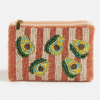 Stripes And Avocados Seed Beaded Coin Purse - Simply Sunflowers