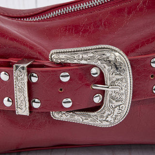 Studded Western Buckle Vegan Leather Shoulder Bag - Simply Sunflowers