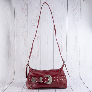 Studded Western Buckle Vegan Leather Shoulder Bag - Simply Sunflowers