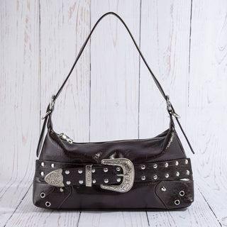 Studded Western Buckle Vegan Leather Shoulder Bag - Simply Sunflowers