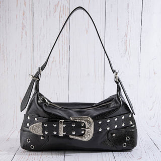 Studded Western Buckle Vegan Leather Shoulder Bag - Simply Sunflowers