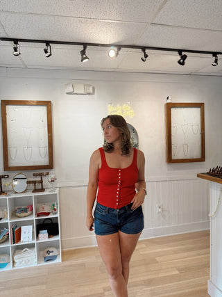 Sunset Button Down Tank - Simply Sunflowers