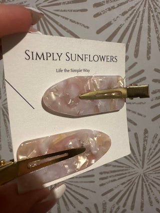 Sweet Pink Makeup Barrettes - Simply Sunflowers