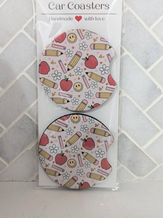 Teacher Doodle Car Coasters - Simply Sunflowers