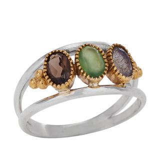 Three Sisters Topaz, Prehnite, Iolite Sterling Silver Ring - Simply Sunflowers
