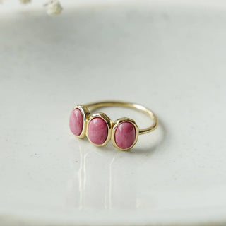 Tri Essence Ring-pink rhodonite - Simply Sunflowers