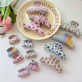 Tulip Floral Print Hair Claw, Bow & Teddy Bear Hair Clip - Simply Sunflowers